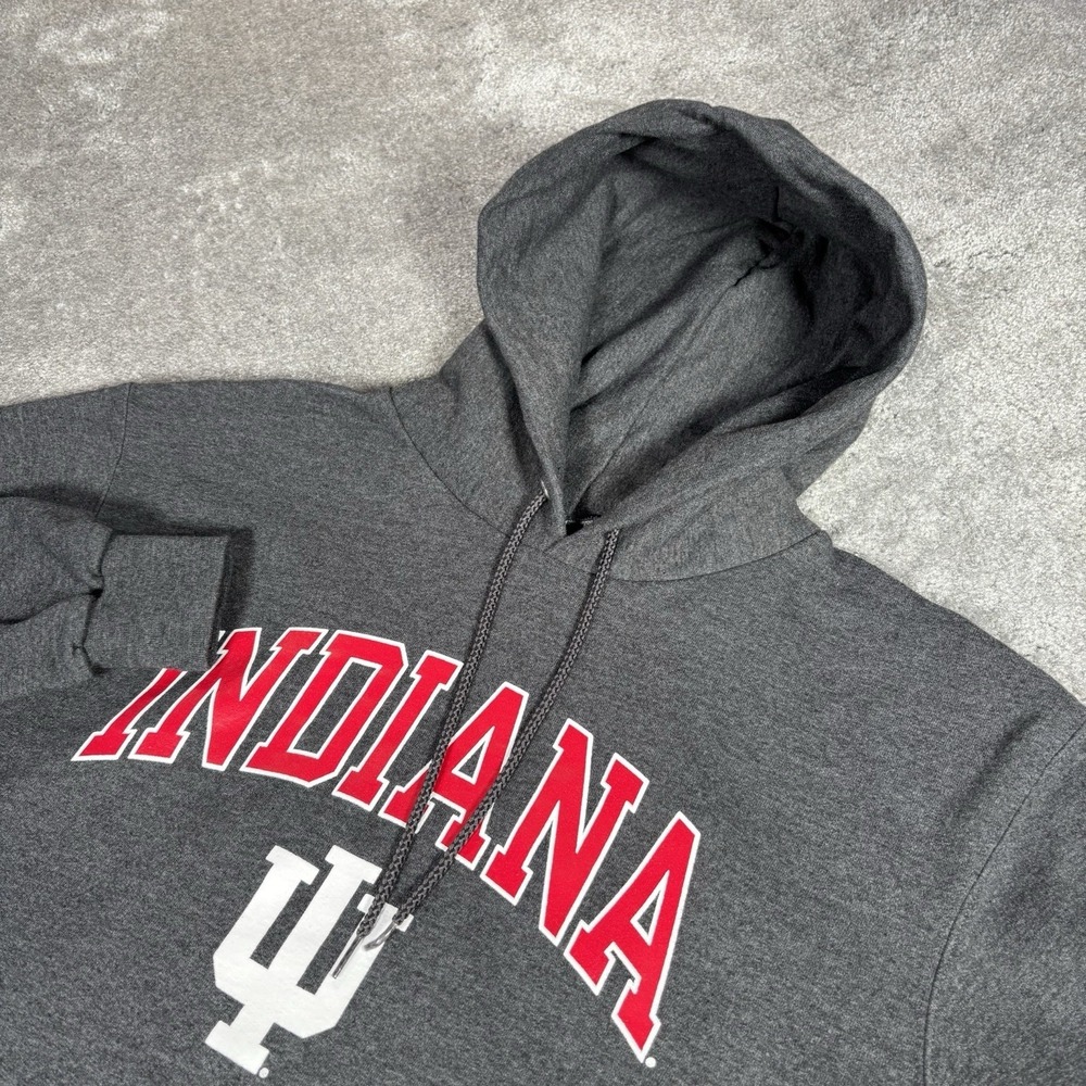 Indiana Hoosiers Hoodie Sweatshirt Mens M Pullover Gray Fleece Spellout Champion